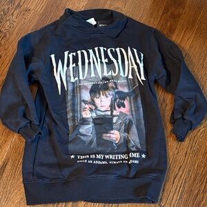 Zara Black 'Wednesday' Graphic Crewneck Sweater